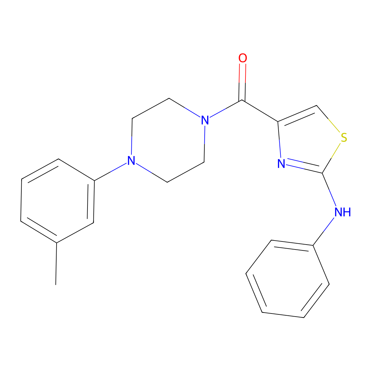 (2-(Phenylamino)thiazol-4-yl)(4-(m-tolyl)piperazin-1-yl)methanone molecular structure, CAS 1172403-05-2