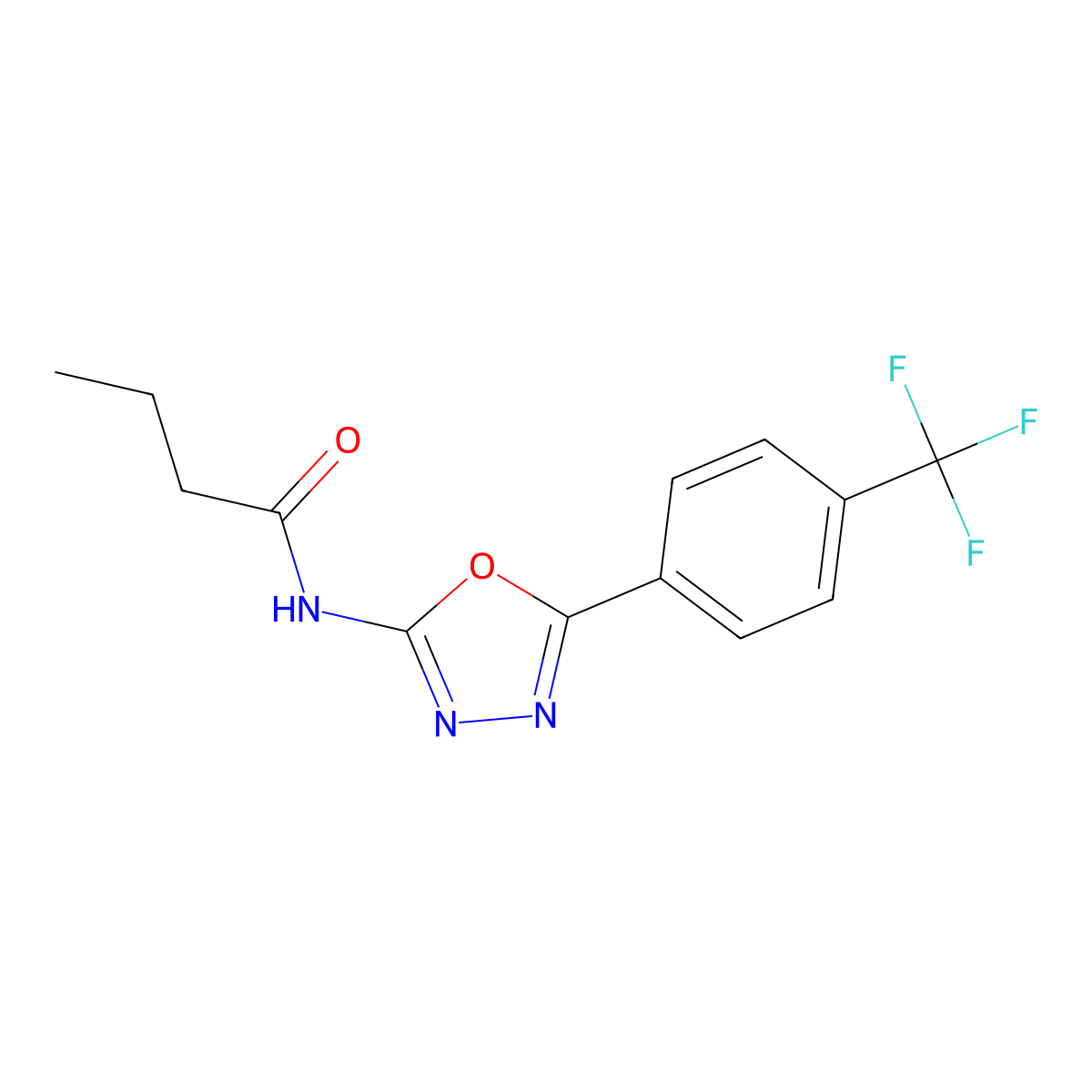 N-(5-(4-(trifluoromethyl)phenyl)-1,3,4-oxadiazol-2-yl)butyramide molecular structure, CAS 1172403-45-0