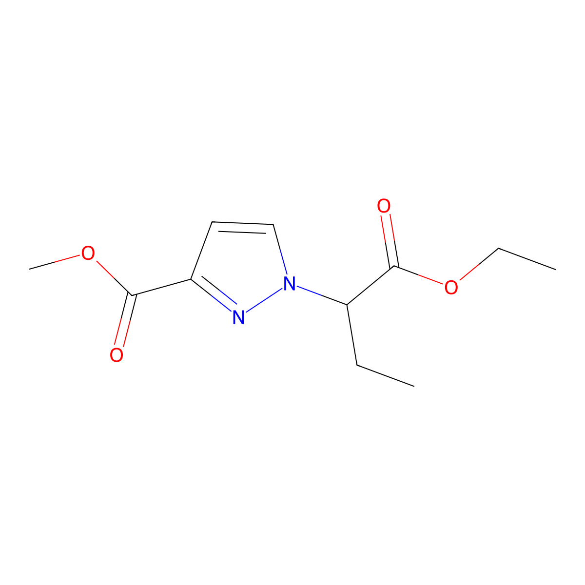 methyl 1-(1-ethoxy-1-oxobutan-2-yl)-1H-pyrazole-3-carboxylate molecular structure, CAS 1172405-66-1
