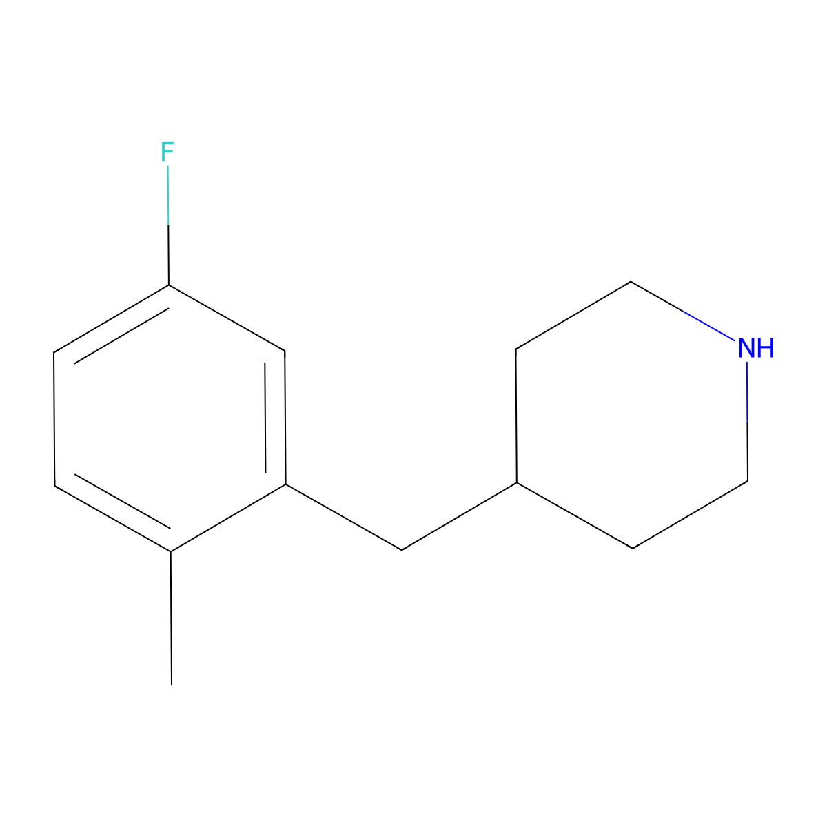 4-(5-Fluoro-2-methyl-benzyl)-piperidine molecular structure, CAS 1172405-87-6