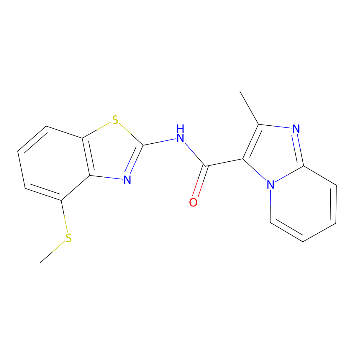 2-methyl-N-(4-(methylthio)benzo[d]thiazol-2-yl)imidazo[1,2-a]pyridine-3-carboxamide molecular structure, CAS 1172407-52-1