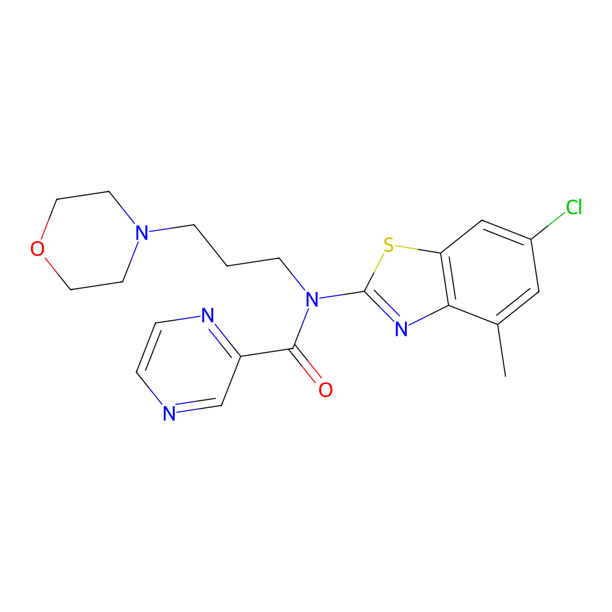 N-(6-Chloro-4-methylbenzo[d]thiazol-2-yl)-N-(3-morpholinopropyl)pyrazine-2-carboxamide molecular structure, CAS 1172407-99-6
