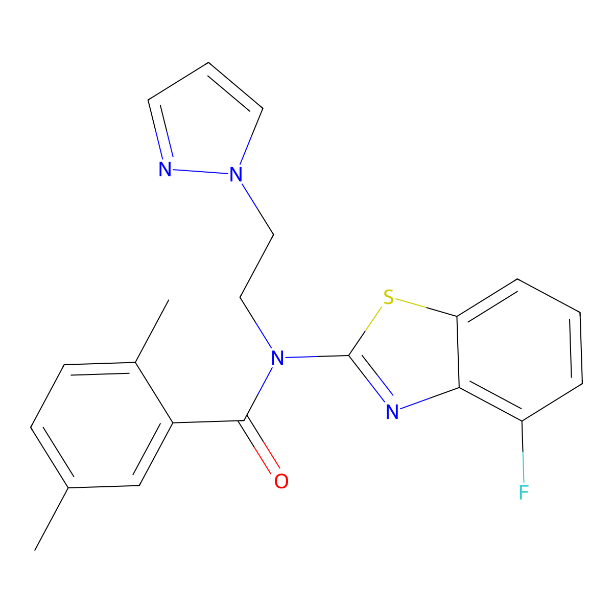 N-(2-(1H-pyrazol-1-yl)ethyl)-N-(4-fluorobenzo[d]thiazol-2-yl)-2,5-dimethylbenzamide molecular structure, CAS 1172410-38-6