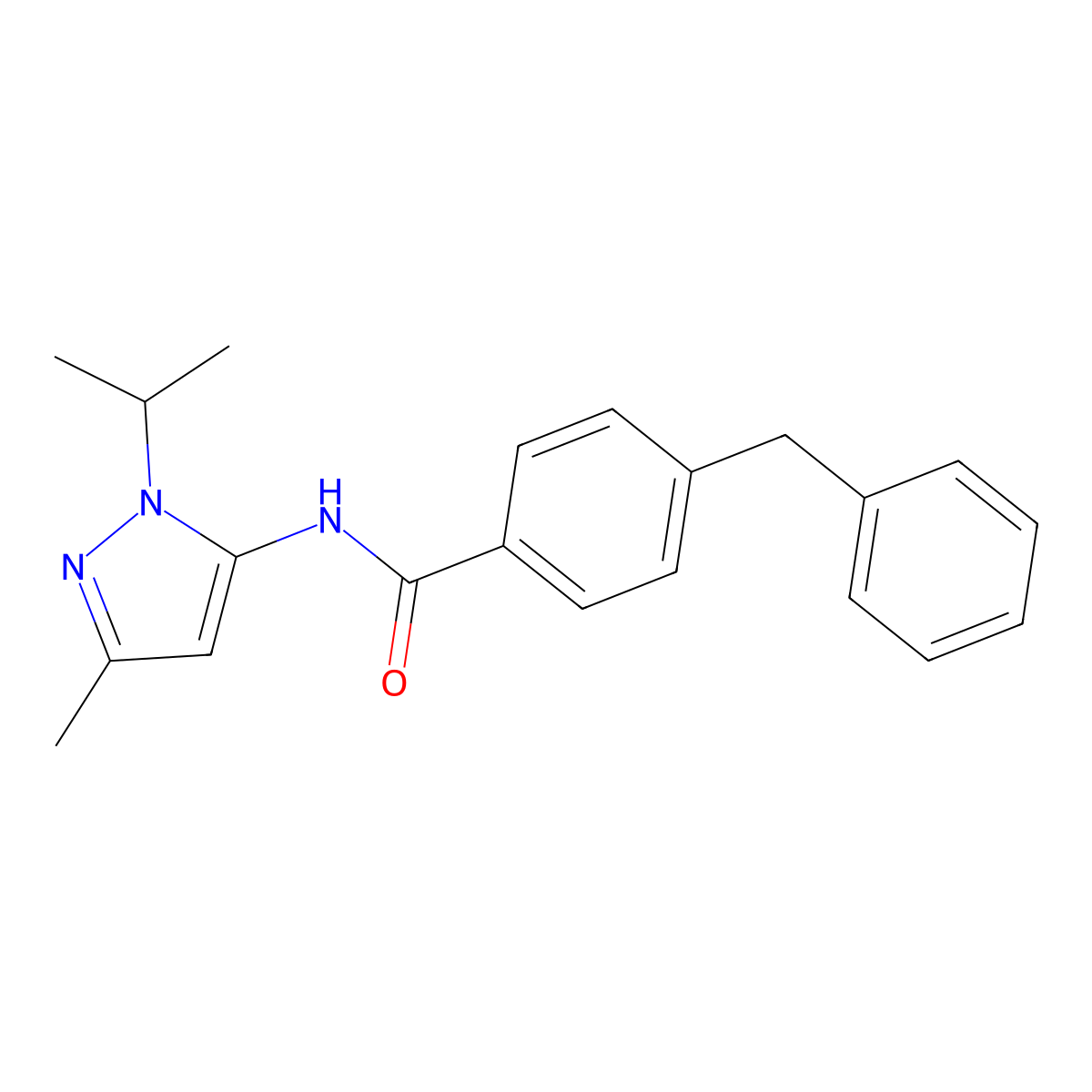 4-benzyl-N-(1-isopropyl-3-methyl-1H-pyrazol-5-yl)benzamide molecular structure, CAS 1172411-53-8