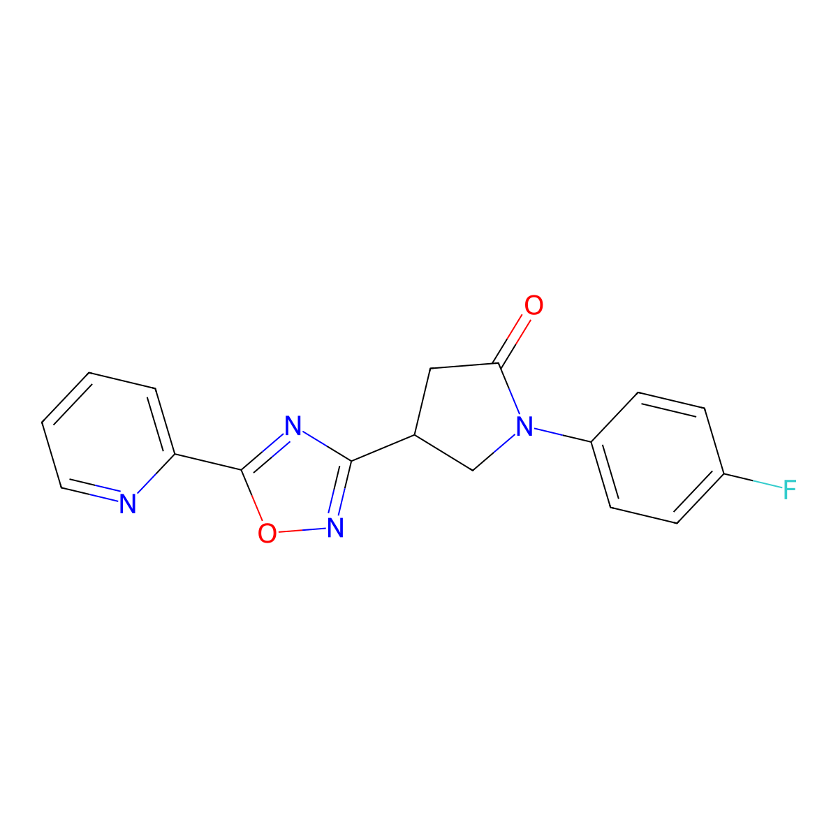 1-(4-Fluorophenyl)-4-[5-(pyridin-2-yl)-1,2,4-oxadiazol-3-yl]pyrrolidin-2-one molecular structure, CAS 1172413-12-5