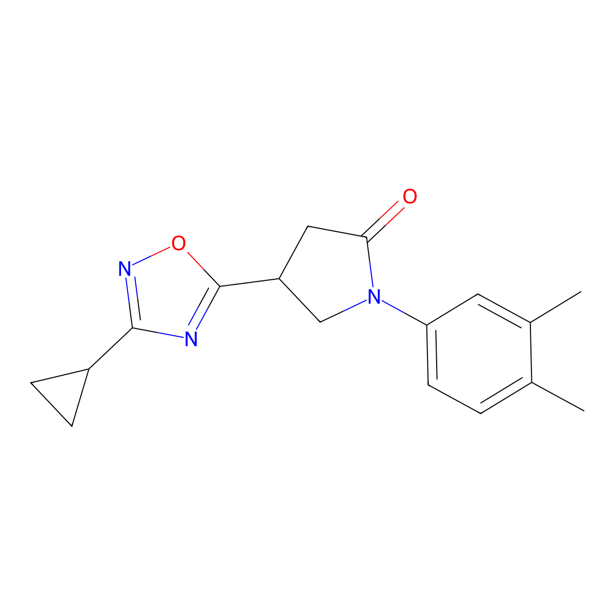 4-(3-Cyclopropyl-1,2,4-oxadiazol-5-yl)-1-(3,4-dimethylphenyl)pyrrolidin-2-one molecular structure, CAS 1172413-92-1