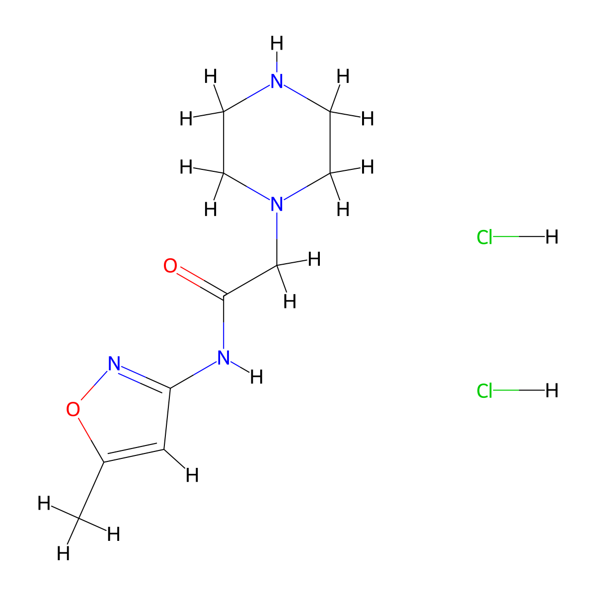 N-(5-methyl-1,2-oxazol-3-yl)-2-(piperazin-1-yl)acetamide dihydrochloride molecular structure, CAS 1172414-85-5