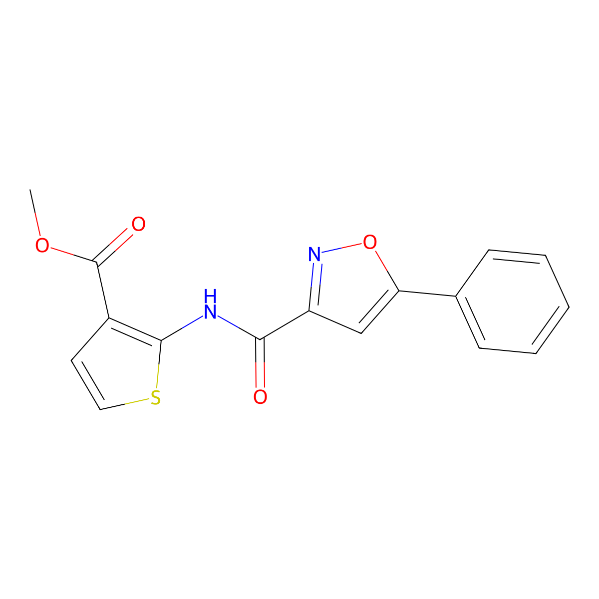 Methyl 2-(5-phenylisoxazole-3-carboxamido)thiophene-3-carboxylate molecular structure, CAS 1172416-65-7