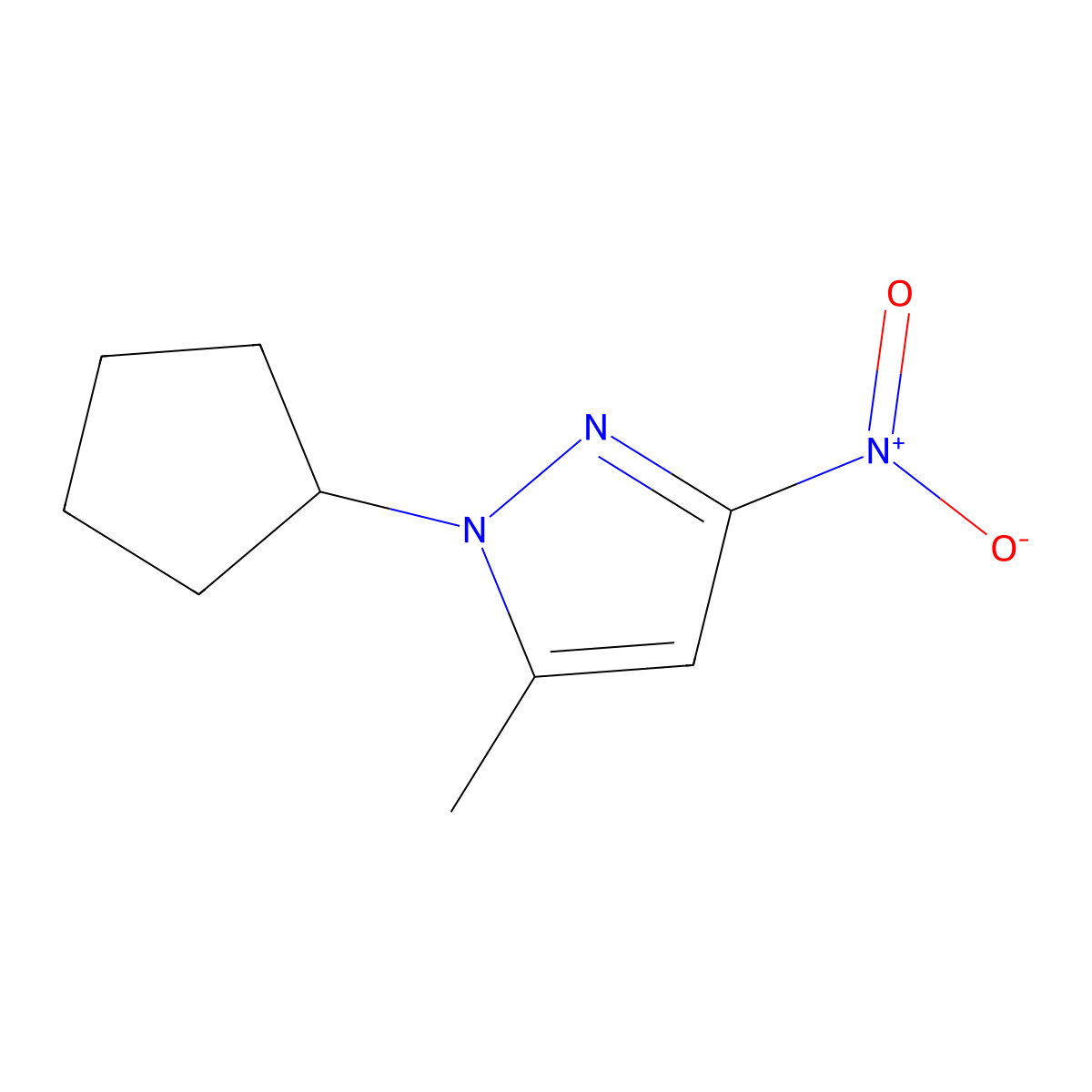 1-cyclopentyl-5-methyl-3-nitro-1H-pyrazole molecular structure, CAS 1172417-53-6