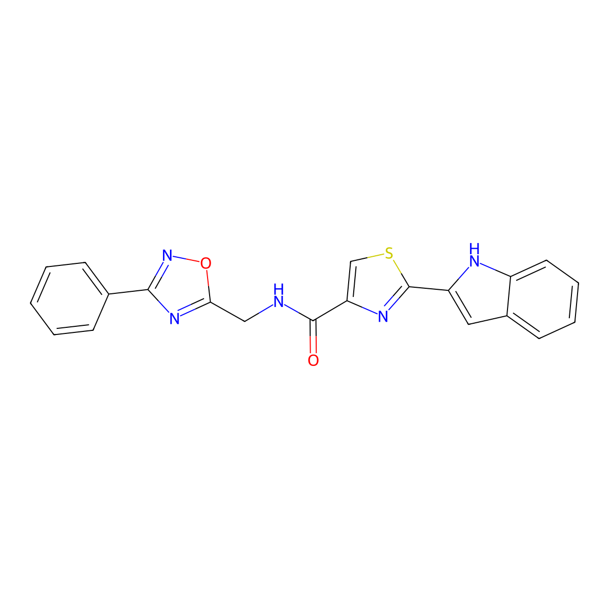 2-(1H-indol-2-yl)-N-((3-phenyl-1,2,4-oxadiazol-5-yl)methyl)thiazole-4-carboxamide molecular structure, CAS 1172423-26-5