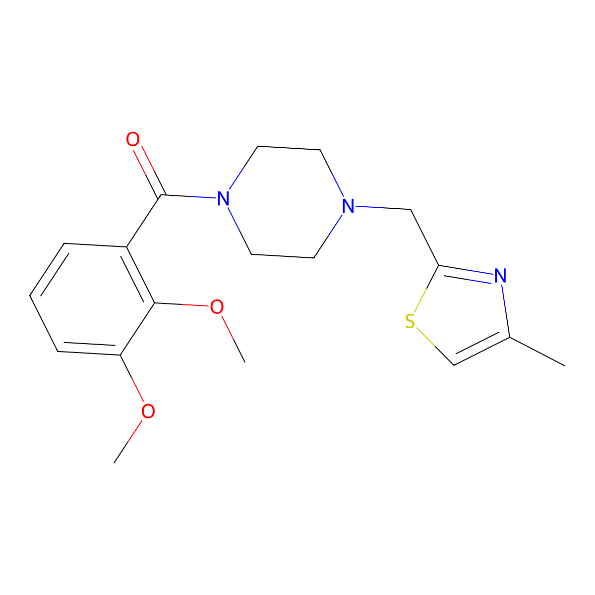 (2,3-Dimethoxyphenyl)-[4-[(4-methyl-1,3-thiazol-2-yl)methyl]piperazin-1-yl]methanone molecular structure, CAS 1172423-41-4