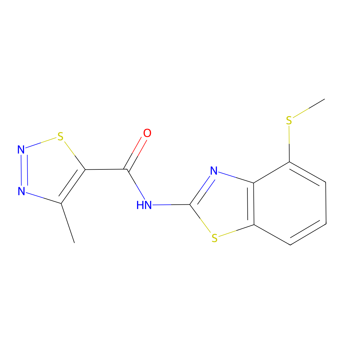 4-methyl-N-(4-(methylthio)benzo[d]thiazol-2-yl)-1,2,3-thiadiazole-5-carboxamide molecular structure, CAS 1172423-76-5