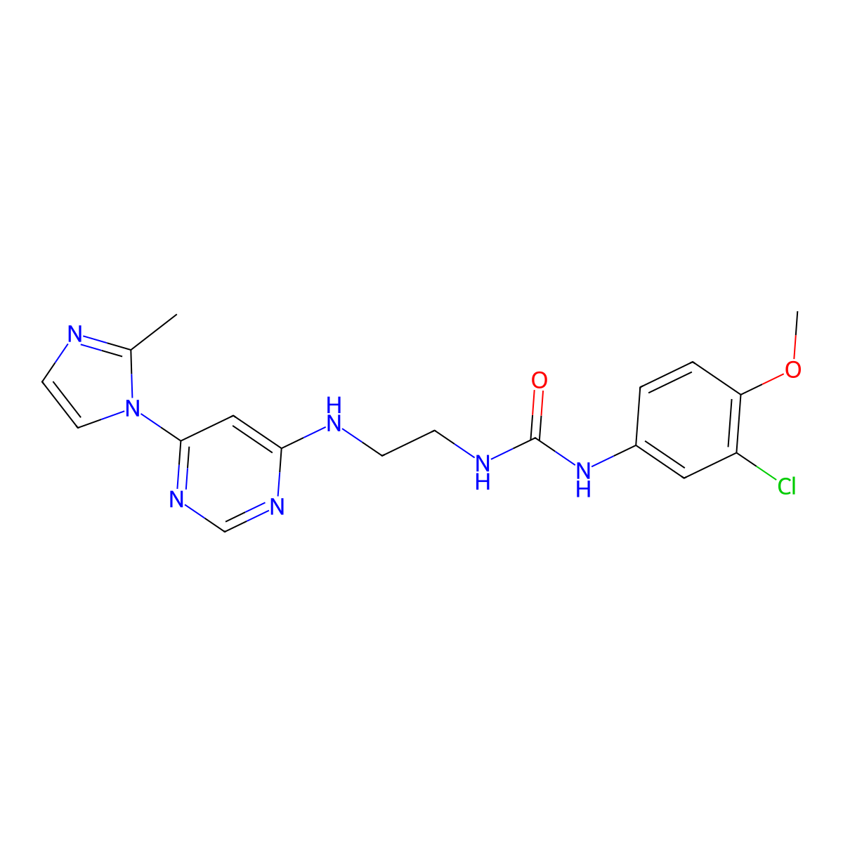 1-(3-chloro-4-methoxyphenyl)-3-(2-((6-(2-methyl-1H-imidazol-1-yl)pyrimidin-4-yl)amino)ethyl)urea molecular structure, CAS 1172424-19-9