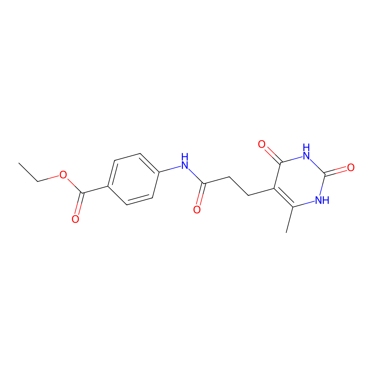 Ethyl 4-[3-(6-methyl-2,4-dioxo-1,2,3,4-tetrahydropyrimidin-5-yl)propanamido]benzoate molecular structure, CAS 1172424-55-3