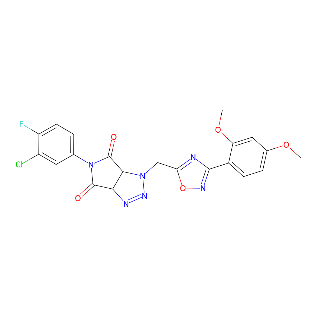 5-(3-chloro-4-fluorophenyl)-1-((3-(2,4-dimethoxyphenyl)-1,2,4-oxadiazol-5-yl)methyl)-1,6a-dihydropyrrolo[3,4-d][1,2,3]triazole-4,6(3aH,5H)-dione molecular structure, CAS 1172427-45-0