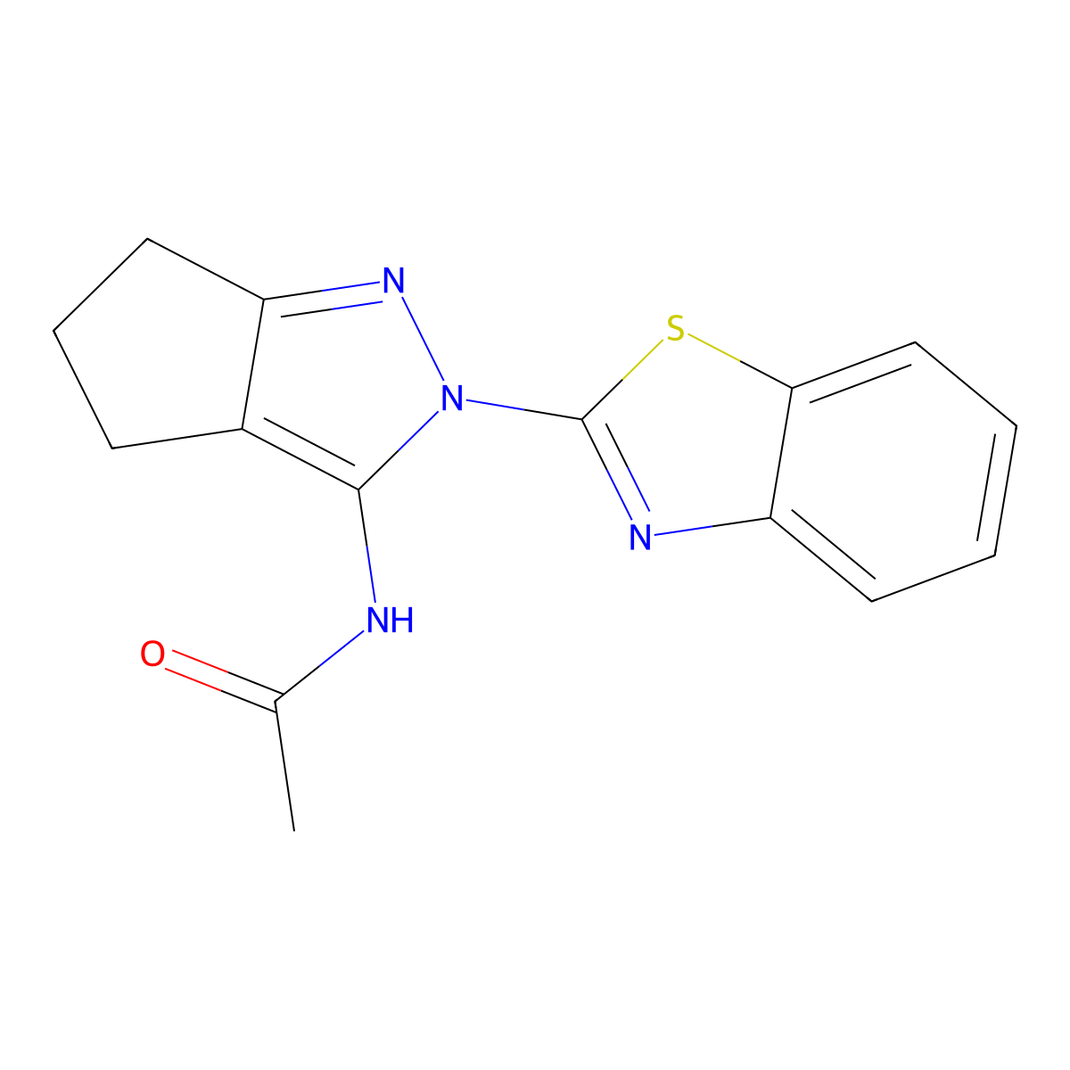 N-(2-(benzo[d]thiazol-2-yl)-2,4,5,6-tetrahydrocyclopenta[c]pyrazol-3-yl)acetamide molecular structure, CAS 1172431-55-8