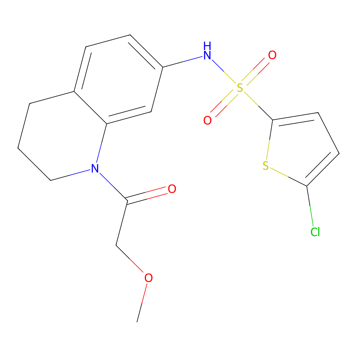 5-chloro-N-(1-(2-methoxyacetyl)-1,2,3,4-tetrahydroquinolin-7-yl)thiophene-2-sulfonamide molecular structure, CAS 1172432-06-2