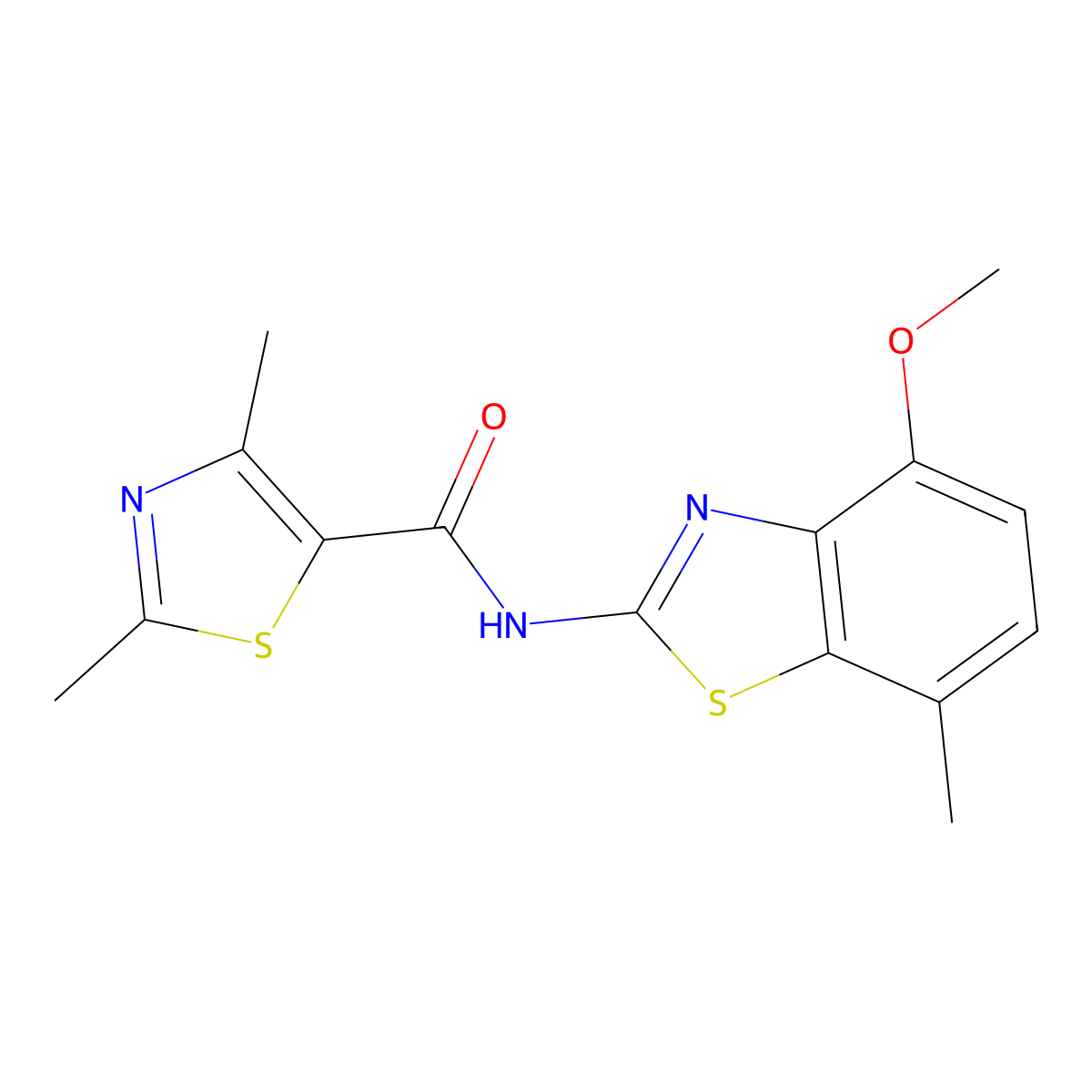 N-(4-methoxy-7-methylbenzo[d]thiazol-2-yl)-2,4-dimethylthiazole-5-carboxamide molecular structure, CAS 1172432-19-7