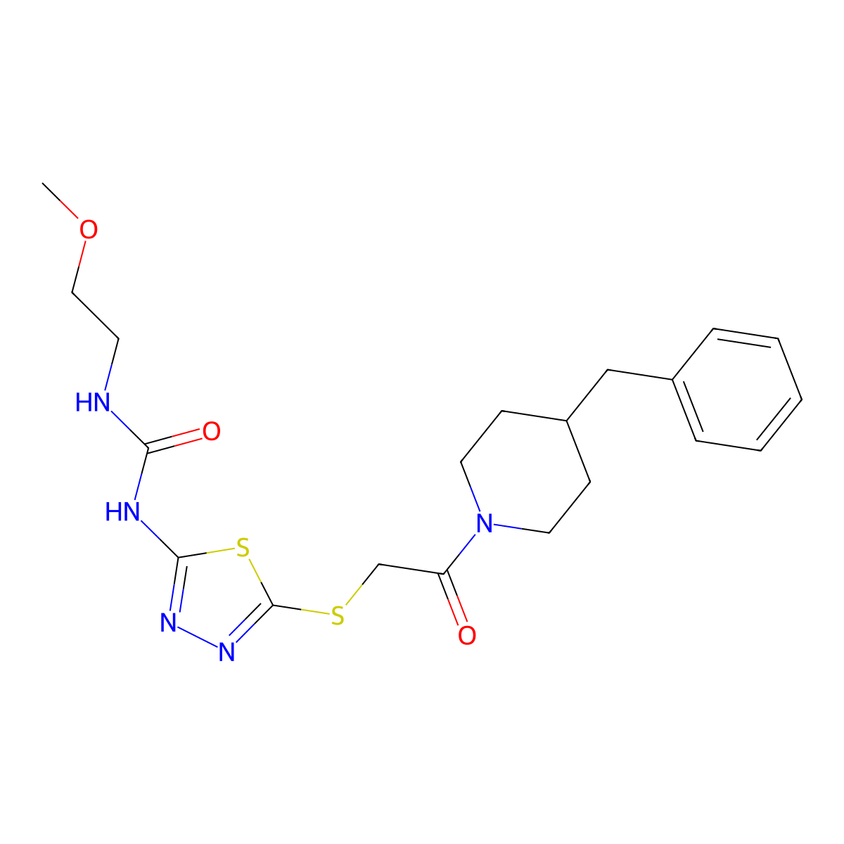 1-(5-{[2-(4-Benzylpiperidin-1-yl)-2-oxoethyl]sulfanyl}-1,3,4-thiadiazol-2-yl)-3-(2-methoxyethyl)urea molecular structure, CAS 1172434-63-7