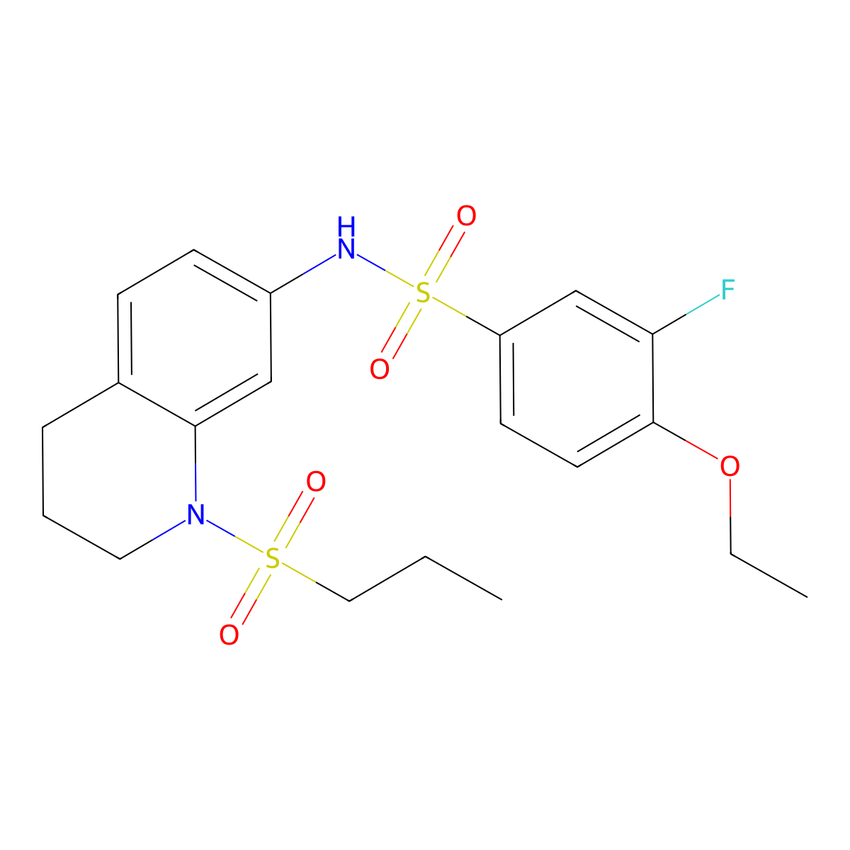 4-ethoxy-3-fluoro-N-(1-(propylsulfonyl)-1,2,3,4-tetrahydroquinolin-7-yl)benzenesulfonamide molecular structure, CAS 1172437-53-4