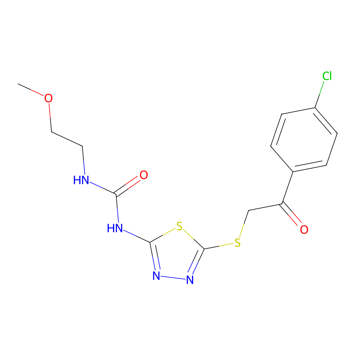 1-(5-((2-(4-Chlorophenyl)-2-oxoethyl)thio)-1,3,4-thiadiazol-2-yl)-3-(2-methoxyethyl)urea molecular structure, CAS 1172438-66-2