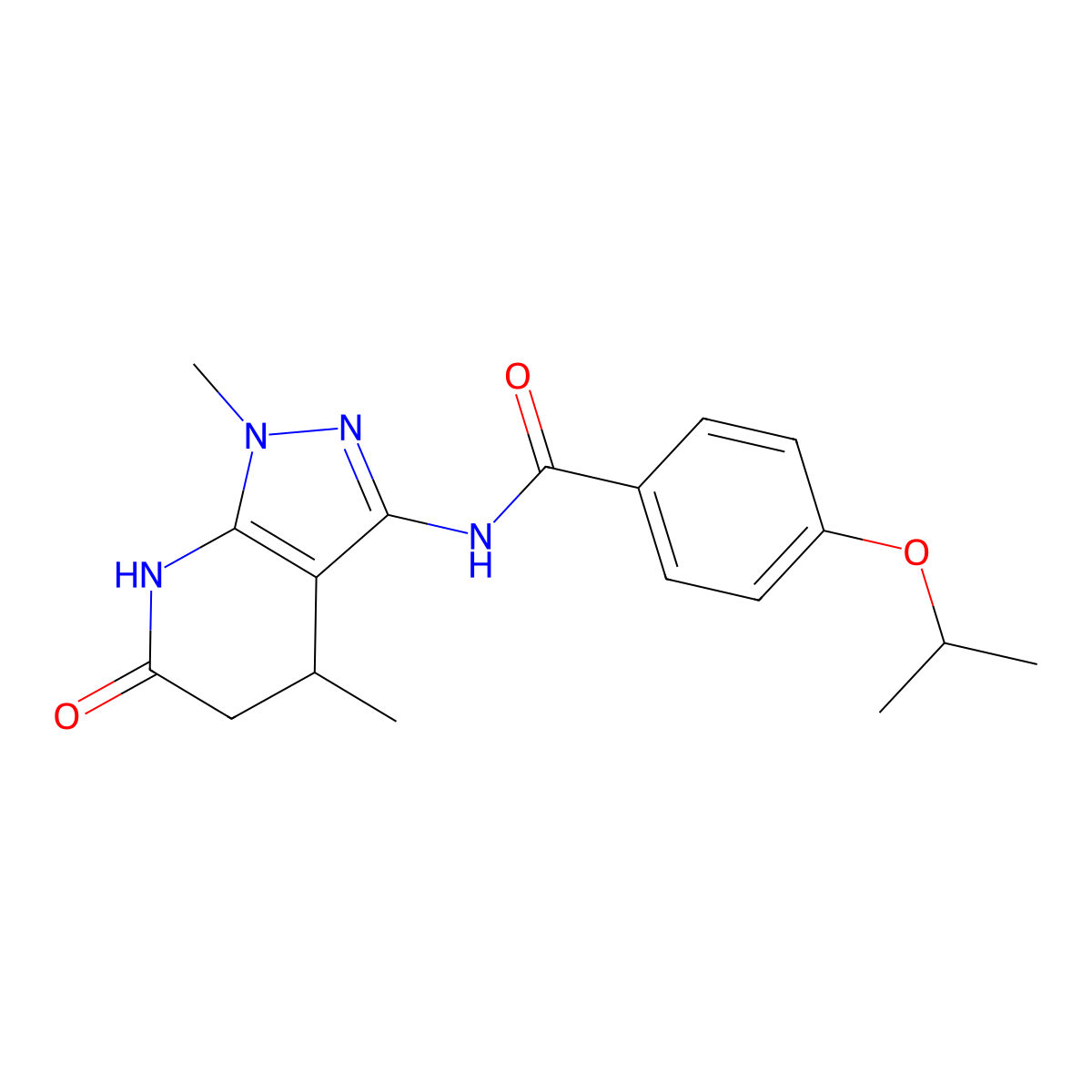 N-(1,4-dimethyl-6-oxo-4,5,6,7-tetrahydro-1H-pyrazolo[3,4-b]pyridin-3-yl)-4-isopropoxybenzamide molecular structure, CAS 1172441-39-2