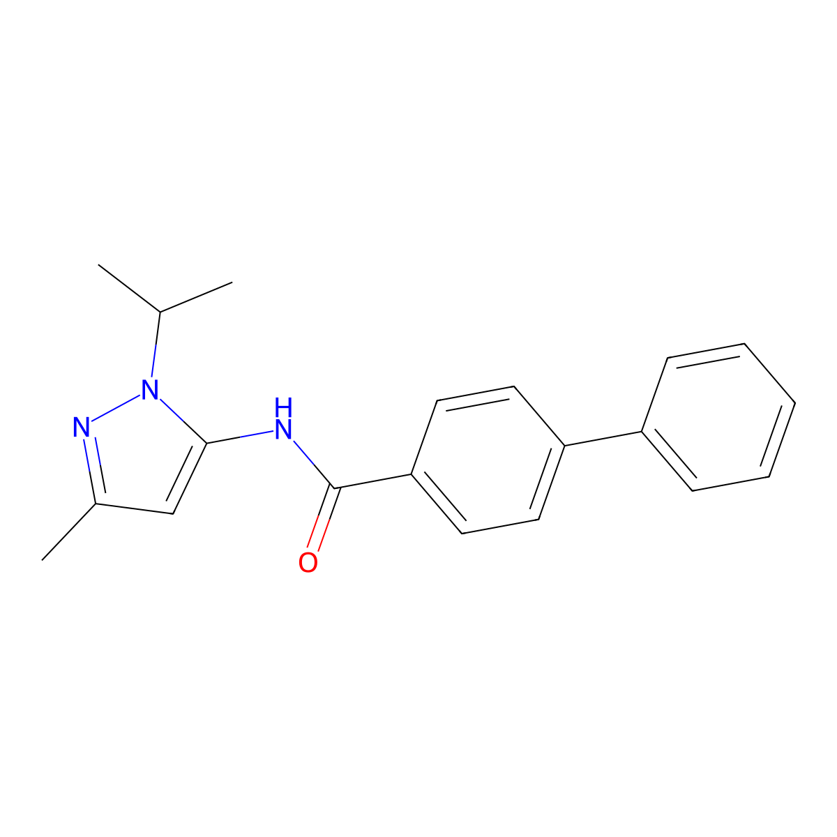 N-(1-isopropyl-3-methyl-1H-pyrazol-5-yl)-[1,1'-biphenyl]-4-carboxamide molecular structure, CAS 1172442-43-1