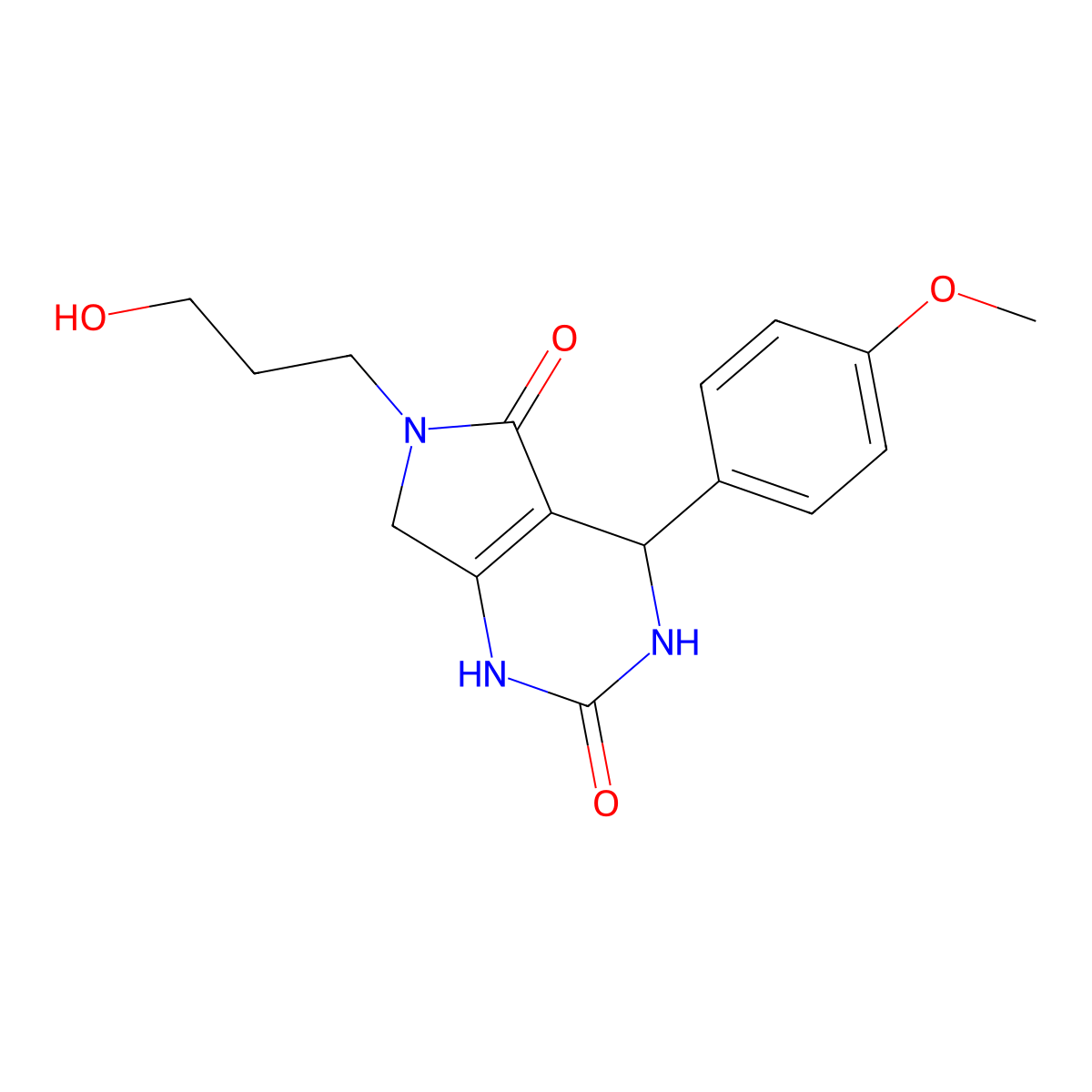 6-(3-hydroxypropyl)-4-(4-methoxyphenyl)-3,4,6,7-tetrahydro-1H-pyrrolo[3,4-d]pyrimidine-2,5-dione molecular structure, CAS 1172443-44-5