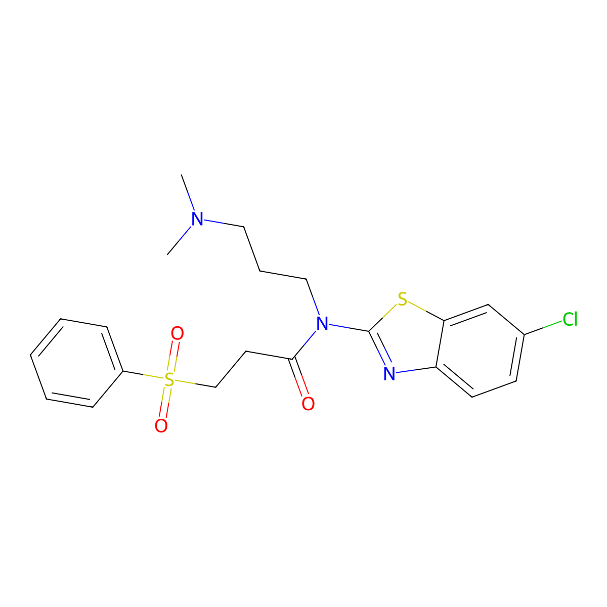 N-(6-Chloro-2-benzothiazolyl)-N-[3-(dimethylamino)propyl]-3-(phenylsulfonyl)propanamide molecular structure, CAS 1172443-68-3