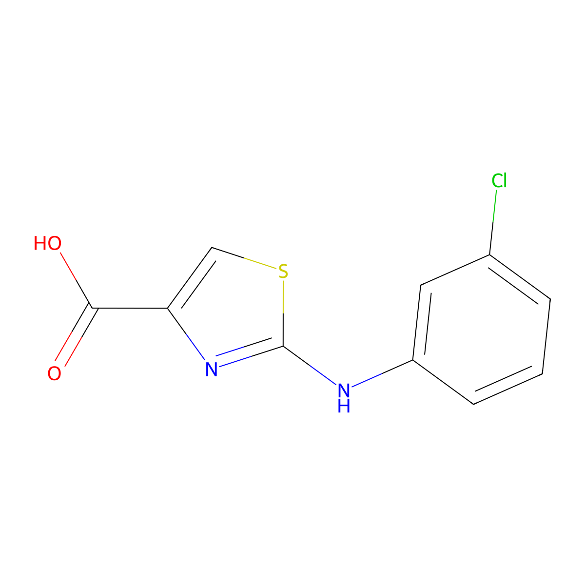 2-[(3-Chlorophenyl)amino]-1,3-thiazole-4-carboxylic acid molecular structure, CAS 1172445-60-1