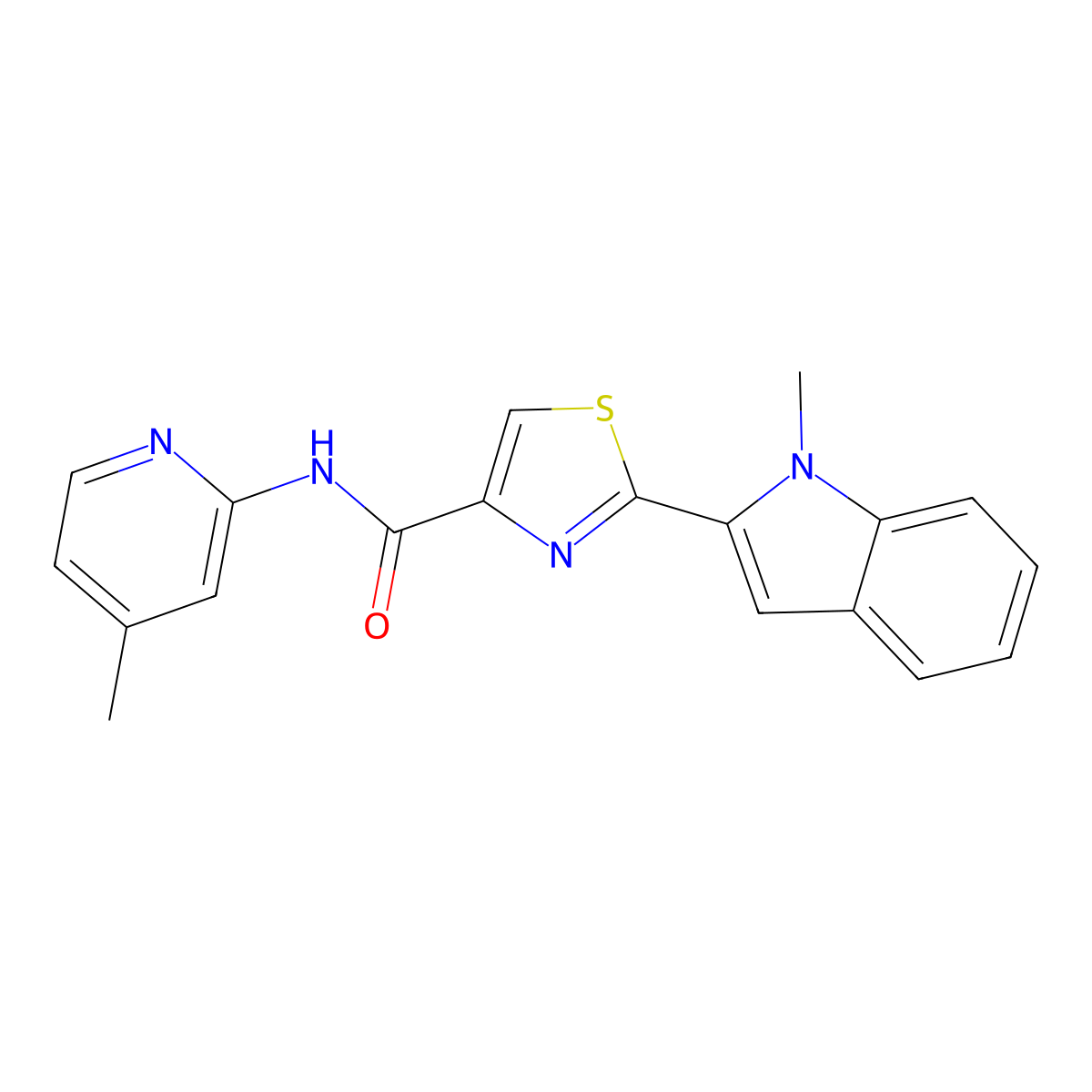 2-(1-methyl-1H-indol-2-yl)-N-(4-methylpyridin-2-yl)thiazole-4-carboxamide molecular structure, CAS 1172448-77-9