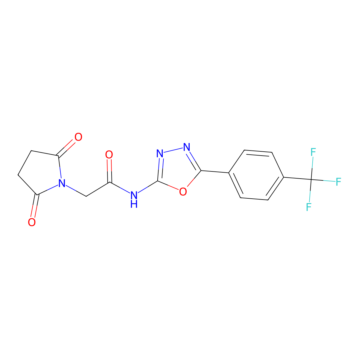 2-(2,5-dioxopyrrolidin-1-yl)-N-{5-[4-(trifluoromethyl)phenyl]-1,3,4-oxadiazol-2-yl}acetamide molecular structure, CAS 1172450-99-5