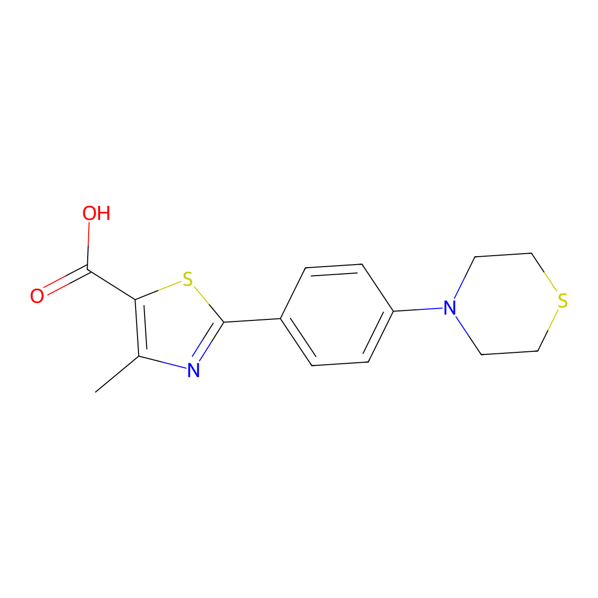 4-Methyl-2-[4-(thiomorpholin-4-YL)phenyl]-1,3-thiazole-5-carboxylic acid molecular structure, CAS 1172452-16-2