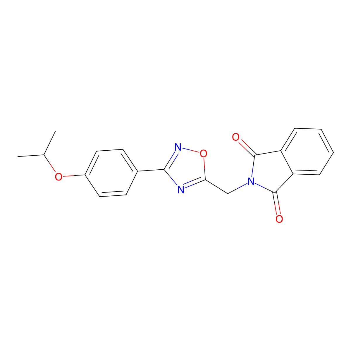 2-((3-(4-Isopropoxyphenyl)-1,2,4-oxadiazol-5-yl)methyl)isoindoline-1,3-dione molecular structure, CAS 1172453-29-0