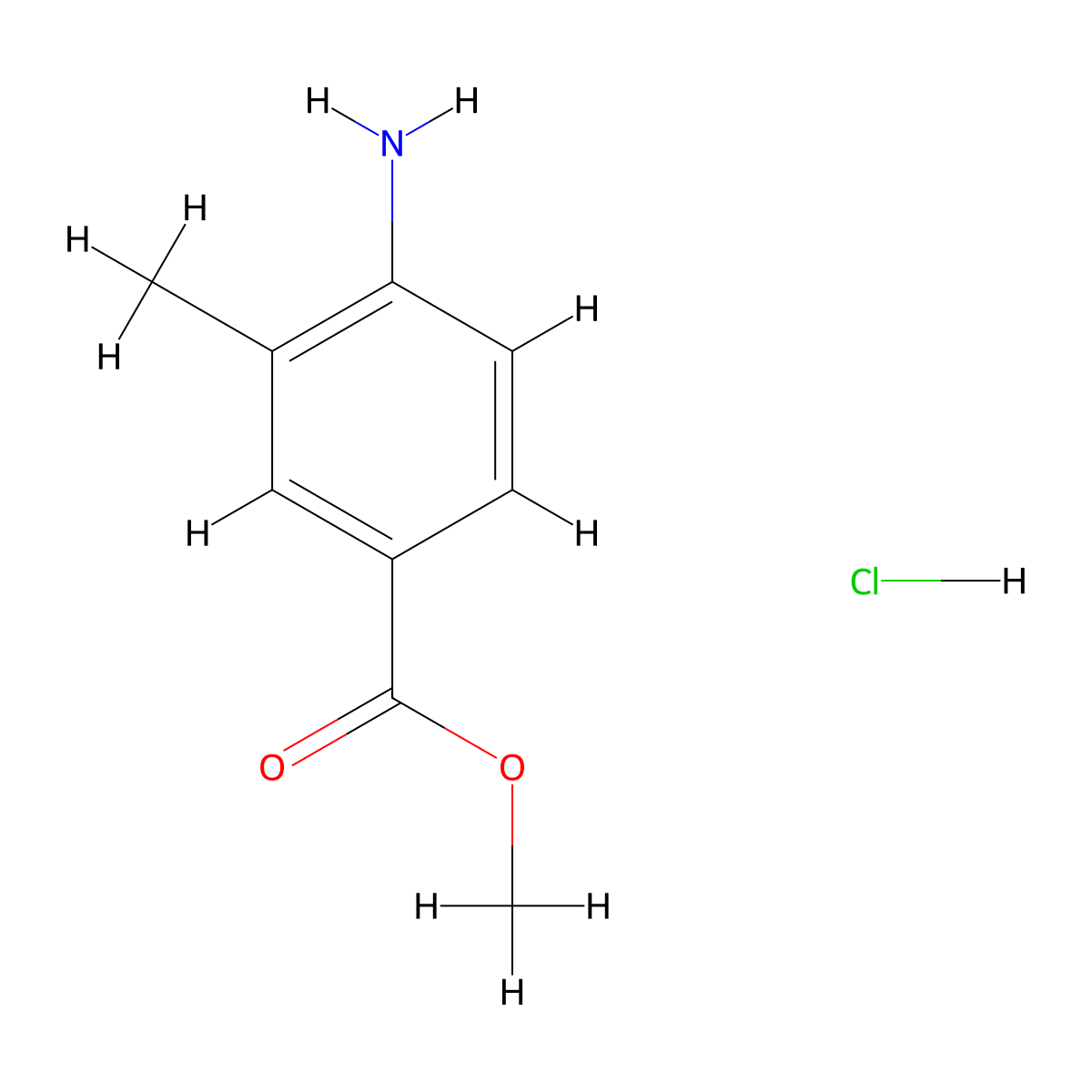 Methyl 4-amino-3-methylbenzoate hydrochloride molecular structure, CAS 1172454-57-7