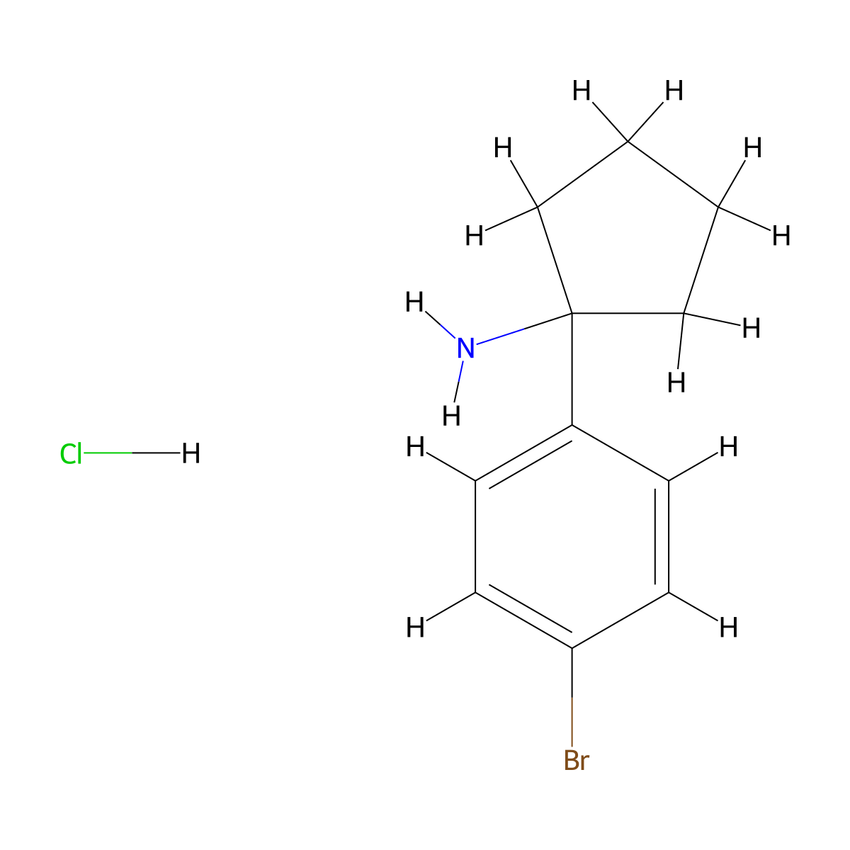 1-(4-Bromophenyl)cyclopentan-1-amine hydrochloride molecular structure, CAS 1172462-36-0