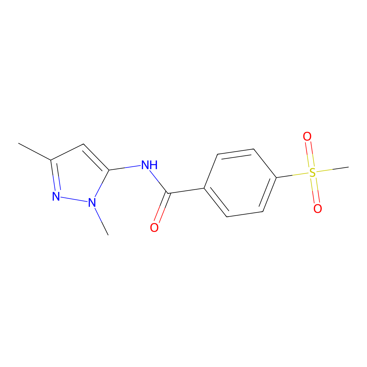 N-(1,3-dimethyl-1H-pyrazol-5-yl)-4-methanesulfonylbenzamide molecular structure, CAS 1172464-25-3