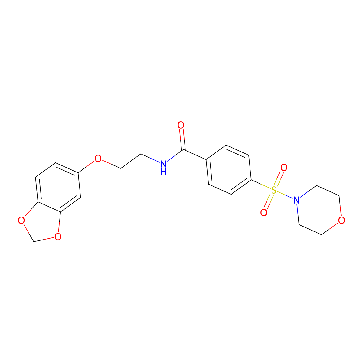 N-(2-(benzo[d][1,3]dioxol-5-yloxy)ethyl)-4-(morpholinosulfonyl)benzamide molecular structure, CAS 1172465-06-3