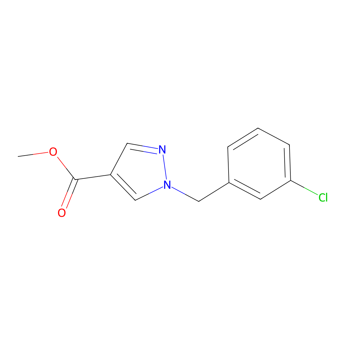 methyl 1-(3-chlorobenzyl)-1H-pyrazole-4-carboxylate molecular structure, CAS 1172465-25-6