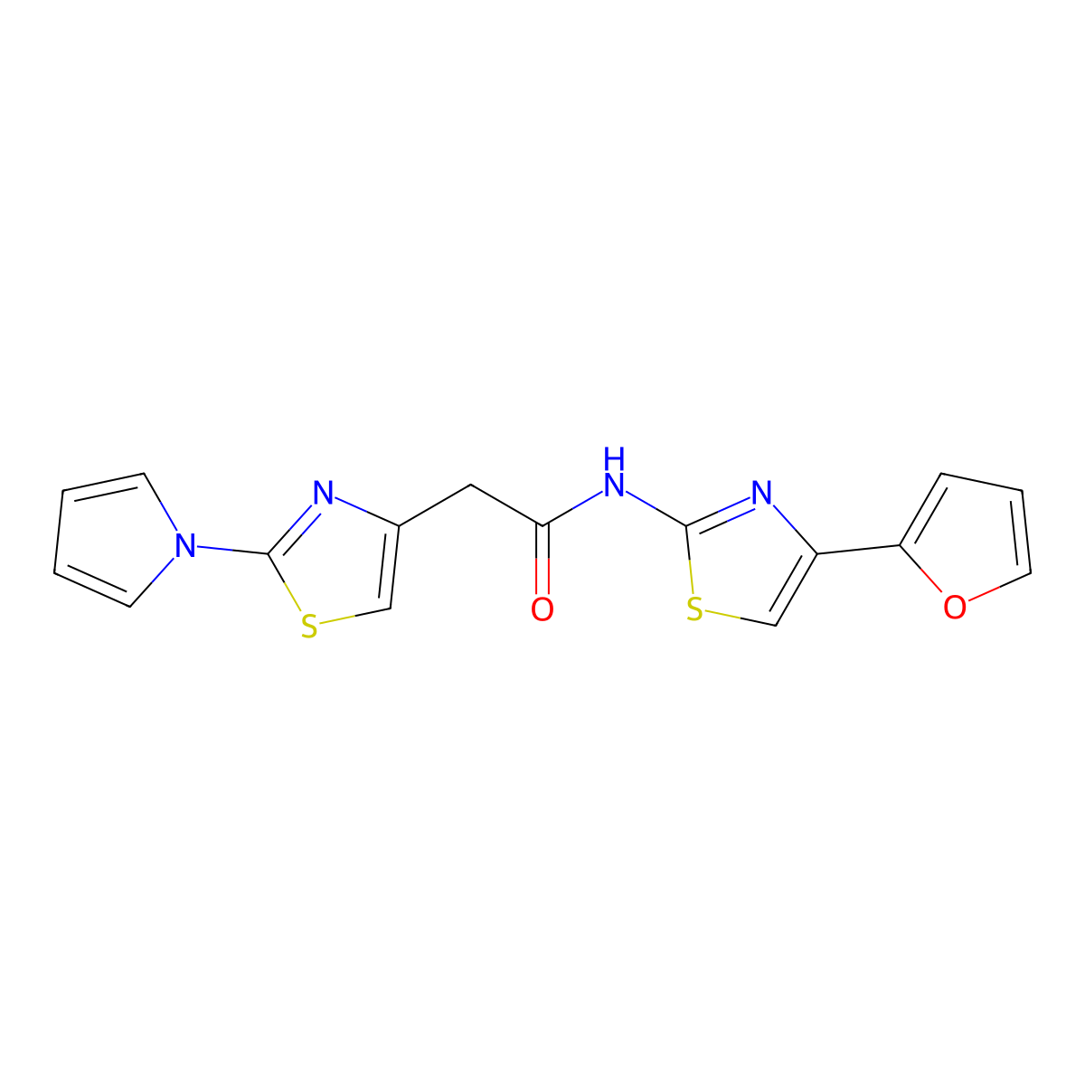 2-(2-(1H-pyrrol-1-yl)thiazol-4-yl)-N-(4-(furan-2-yl)thiazol-2-yl)acetamide molecular structure, CAS 1172468-49-3