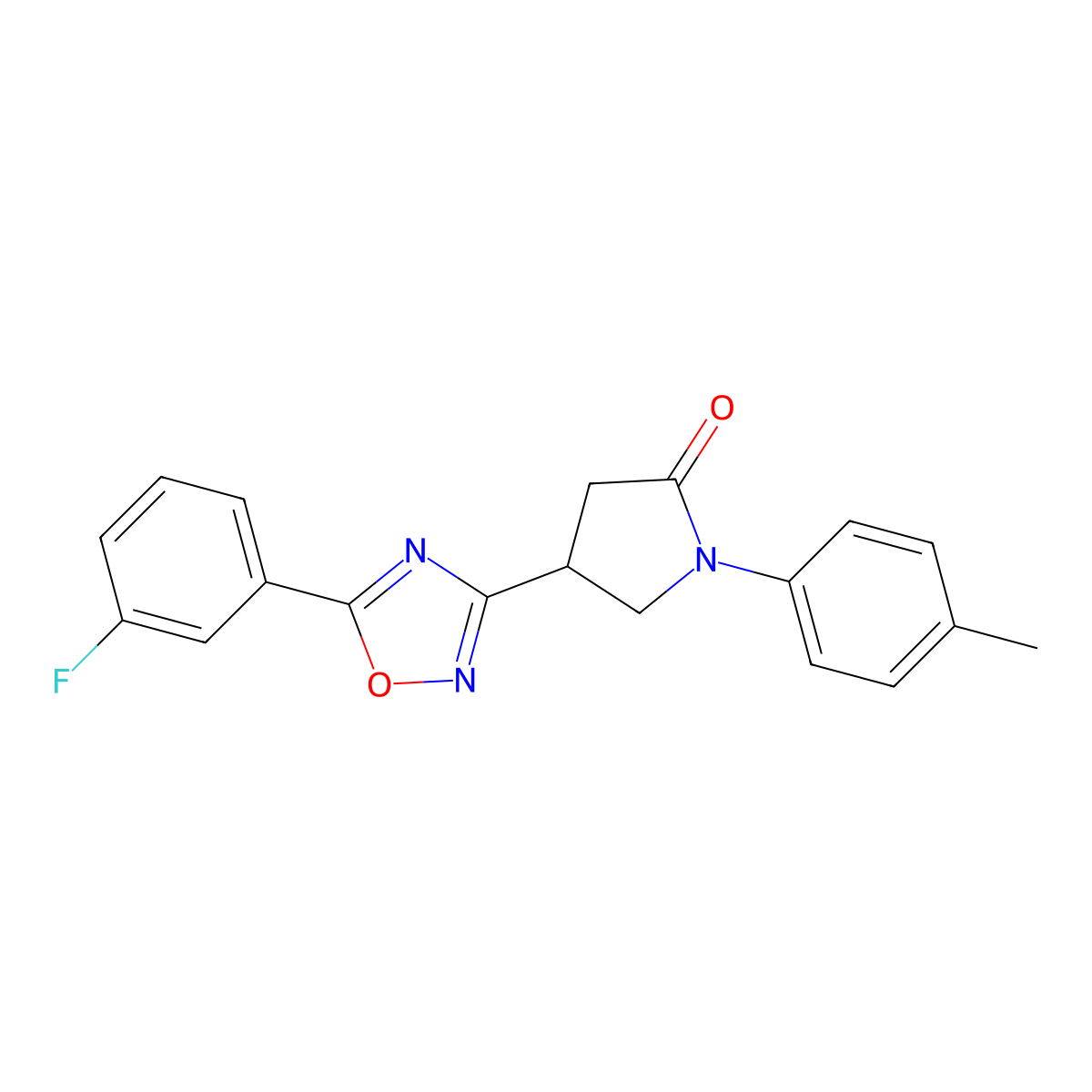 4-[5-(3-Fluorophenyl)-1,2,4-oxadiazol-3-yl]-1-(4-methylphenyl)pyrrolidin-2-one molecular structure, CAS 1172474-01-9