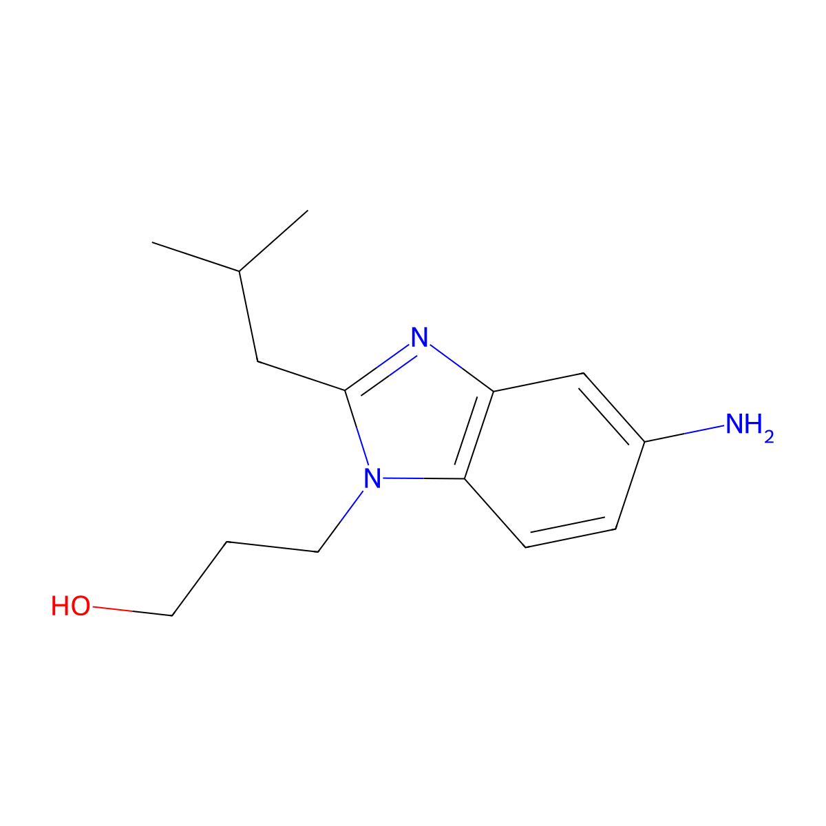 3-[5-amino-2-(2-methylpropyl)-1H-benzimidazol-1-yl]propan-1-ol molecular structure, CAS 1172479-65-0