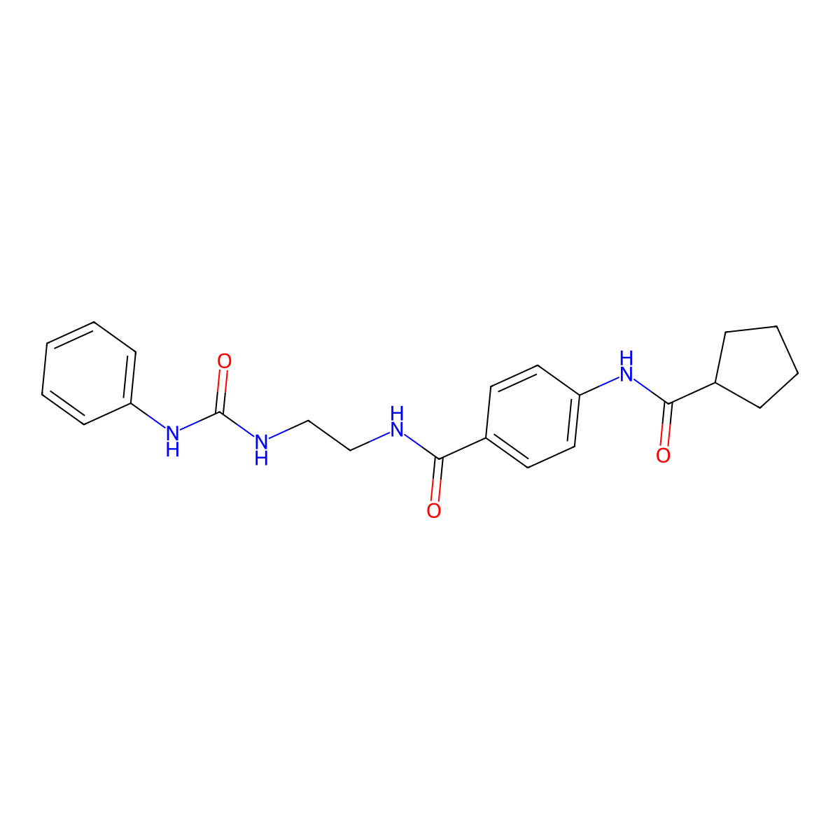 4-(cyclopentanecarboxamido)-N-(2-(3-phenylureido)ethyl)benzamide molecular structure, CAS 1172480-22-6