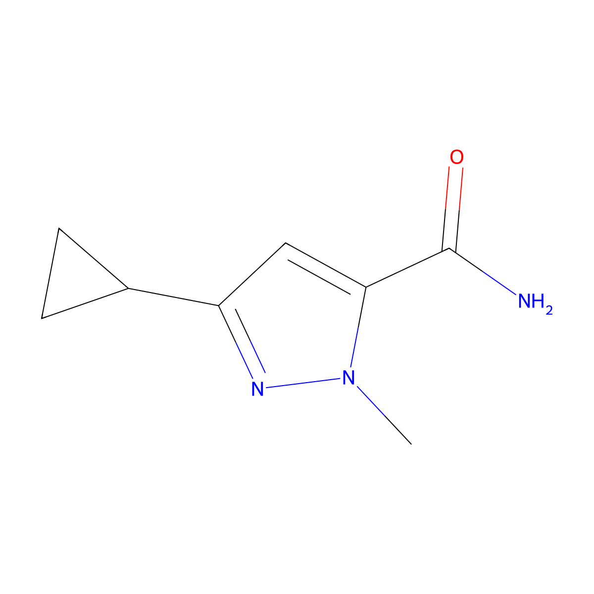 3-cyclopropyl-1-methyl-1H-pyrazole-5-carboxamide molecular structure, CAS 1172483-17-8