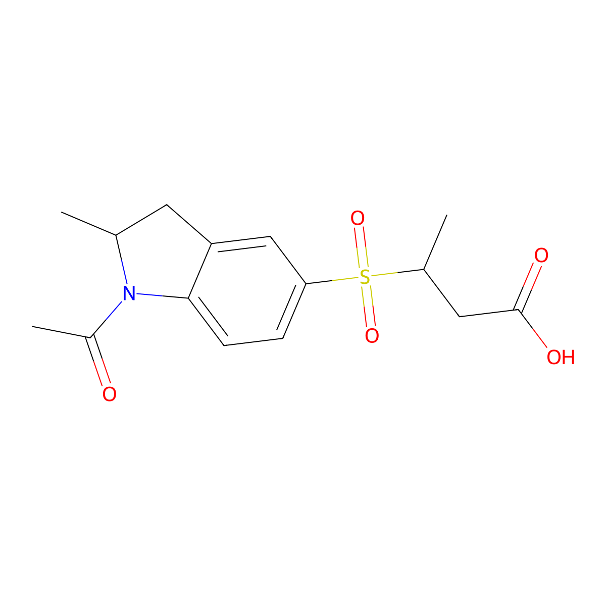 3-[(1-acetyl-2-methyl-2,3-dihydro-1H-indol-5-yl)sulfonyl]butanoic acid molecular structure, CAS 1172484-26-2