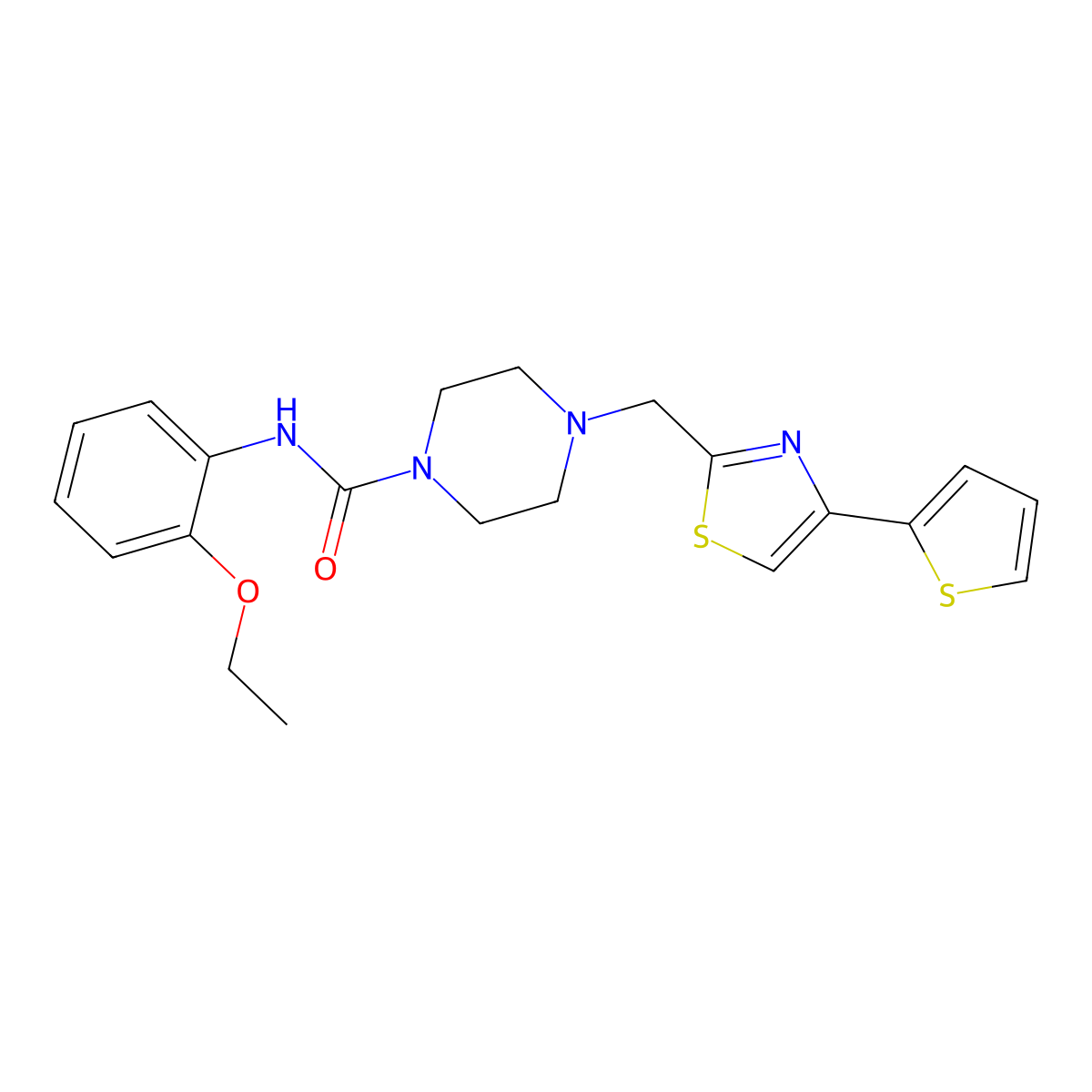 N-(2-ethoxyphenyl)-4-((4-(thiophen-2-yl)thiazol-2-yl)methyl)piperazine-1-carboxamide molecular structure, CAS 1172485-05-0