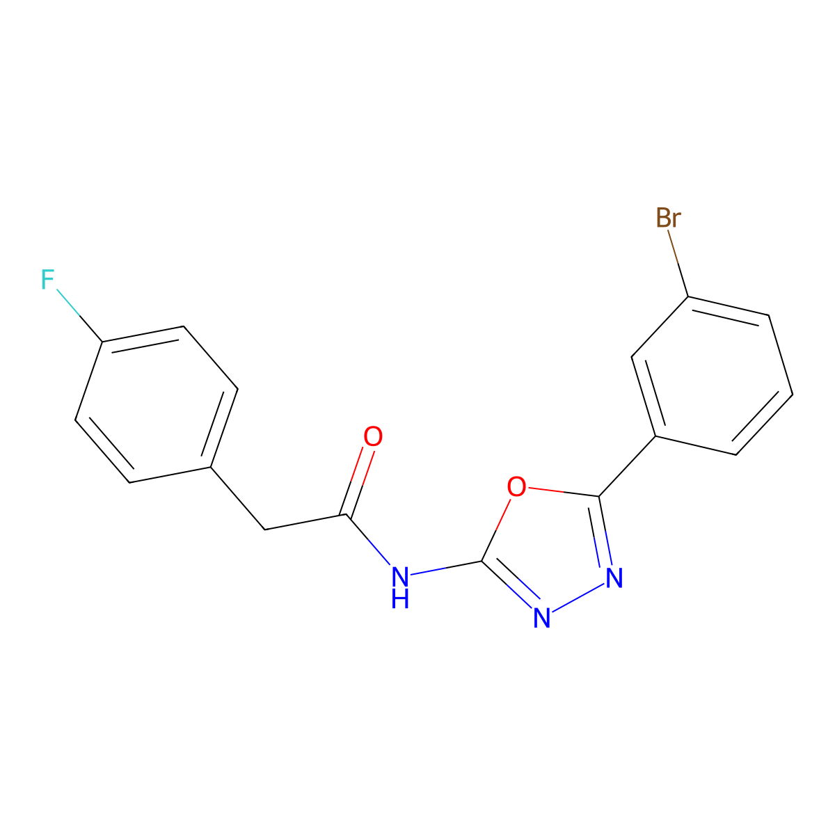 N-[5-(3-bromophenyl)-1,3,4-oxadiazol-2-yl]-2-(4-fluorophenyl)acetamide molecular structure, CAS 1172485-46-9