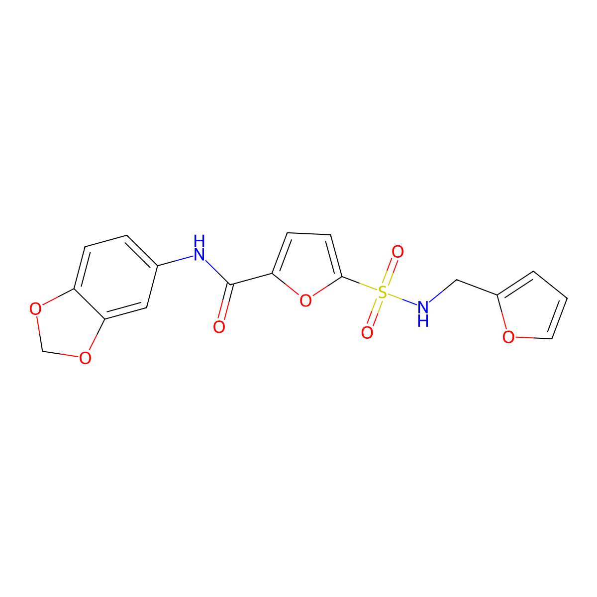 N-(benzo[d][1,3]dioxol-5-yl)-5-(N-(furan-2-ylmethyl)sulfamoyl)furan-2-carboxamide molecular structure, CAS 1172487-47-6