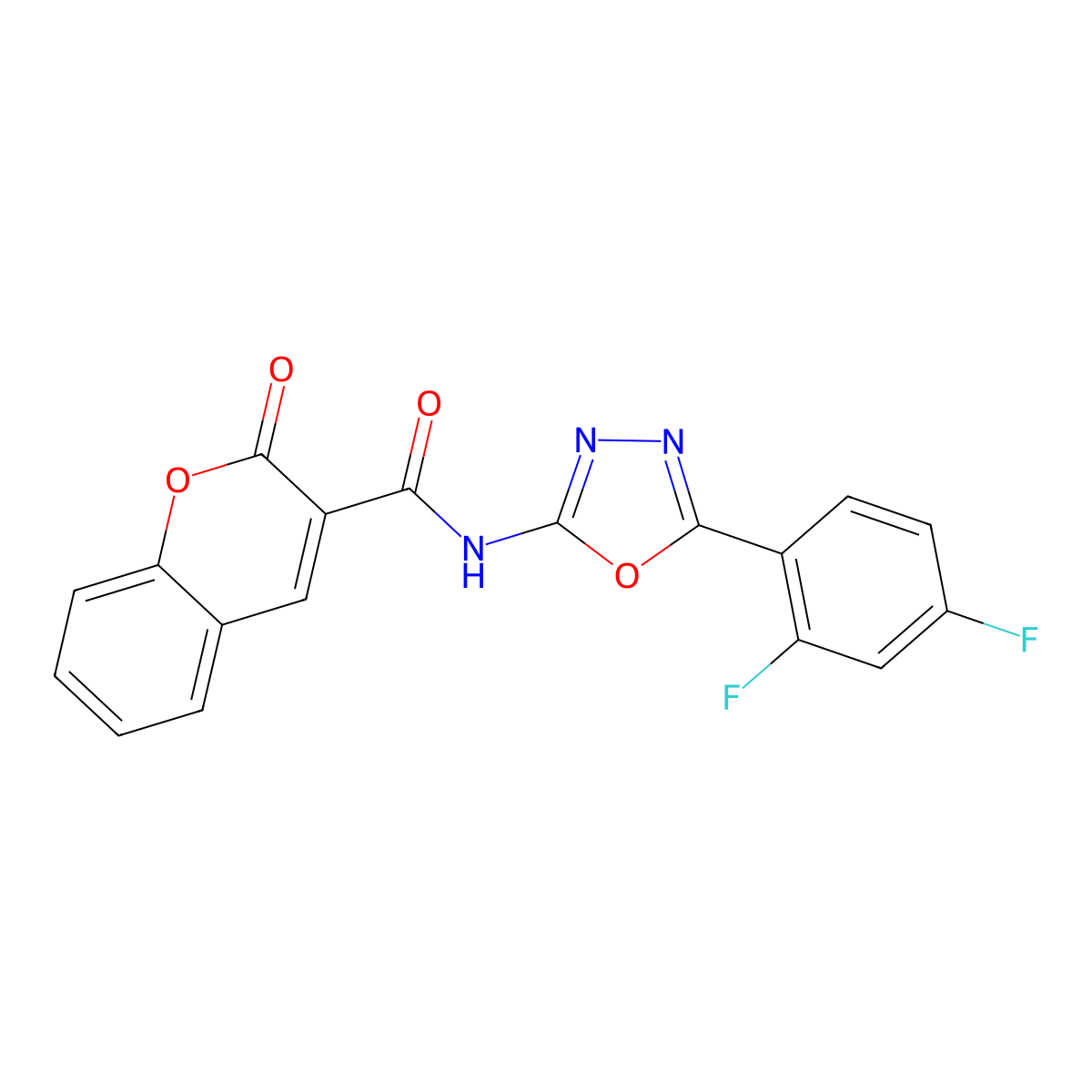 N-(5-(2,4-difluorophenyl)-1,3,4-oxadiazol-2-yl)-2-oxo-2H-chromene-3-carboxamide molecular structure, CAS 1172489-55-2