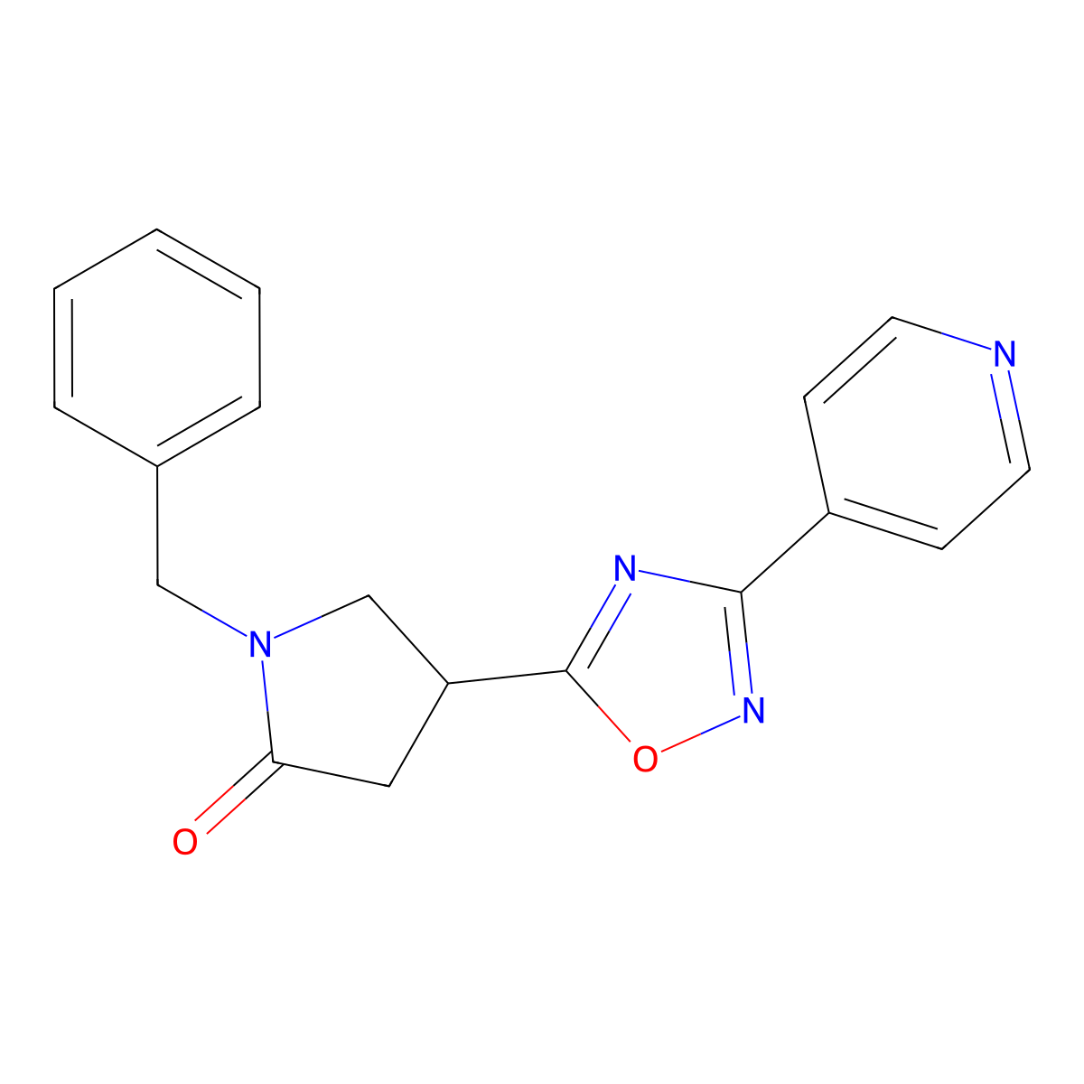 1-Benzyl-4-[3-(pyridin-4-yl)-1,2,4-oxadiazol-5-yl]pyrrolidin-2-one molecular structure, CAS 1172489-75-6